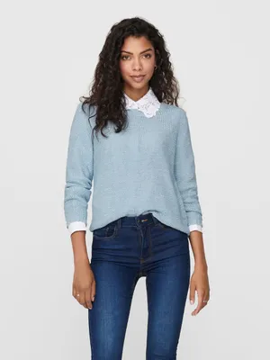 Produktbild von ONLY 15113356, Pullover, Erwachsener, Weiblich, Blau, XS, Runder Halsausschnitt