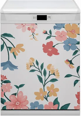 Produktbild von Küche Magnet für Spülmaschine  Abwaschbar 60x70 cm Geschirrspüle  - Farbenfrohe Blumen