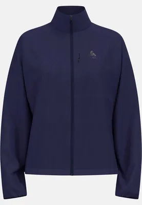 Dunkelblaue Odlo Zeroweight Laufjacke 2.0 mit Stehkragen und durchgehendem Reißverschluss