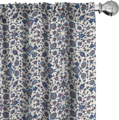 Produktbild von ABAKUHAUS Orient Vorhänge, Gardinen, Marokkanisches Blumenmuster mit viktorianischem Rokoko barockem Design, 2 Stück 75 x 245 cm, Vermilion Indigo