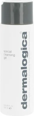 A white bottle of Dermalogica Special Cleansing Gel with a gray cap.