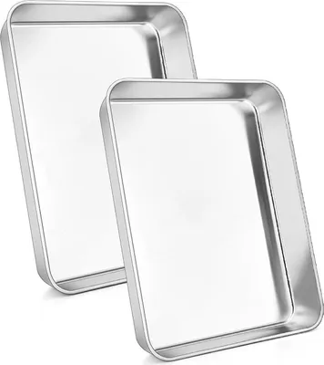 Zdjęcie produktu dla Zestaw 2 blach do pieczenia ze stali nierdzewnej Homikit, prostokątne małe 23,8 * 18 * 5 cm