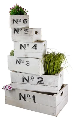 Produktbild von Weiße alte Holzkiste 6er SET No1-6