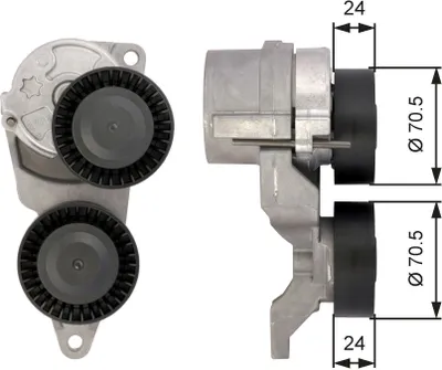 Produktbild von GATES T39026 Spannrolle Keilrippenriemen 70mm für VOLVO V70 II (285) XC90 I (275) S60 I (384) XC70 Cross Country (295) S80 I (184)
