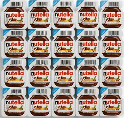 A grid of Nutella mini portions.