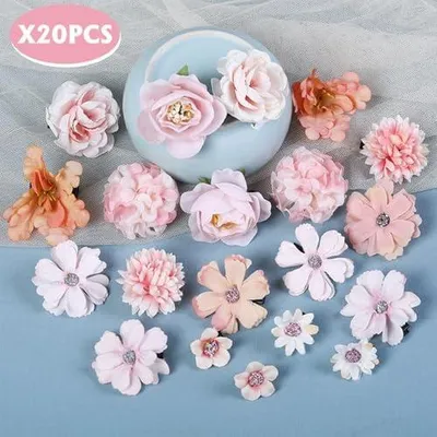 Produktbild von 20 künstliche Blumen-Haarklammern, Blumen-Haarspangen für Mädchen und Frauen, Blumenhaarschmuck für Strand, Partys, Hochzeiten und Bräute