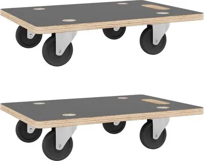 Produktbild von Verplaatsingshulp 2 st rechthoekig 60x40x11,5 cm - Transporttrolley auf Rollen - Transportwagen und Umzugskarren