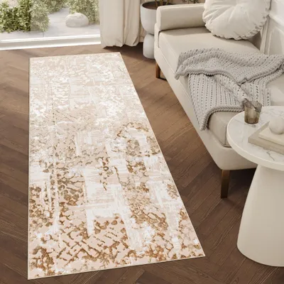Produktbild von Tapiso Läufer CRYSTAL Modern Beige Braun Gold Wohnzimmer  80 x 160