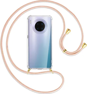 Produktbild von Handykette Backcover-Schutzhülle mit Band (Metall goldfarben) für Huawei Mate 30 Pro - rose peach