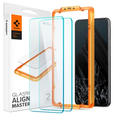 Zdjęcie produktu dla Spigen GLAS.tR AlignMaster, Google, Google Pixel 8 Pro (2023), Odporny na zadrapania, Odporny na wstrząsy, Czarny, Przezroczysty, 2 szt.