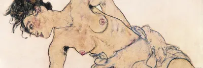 Zdjęcie produktu dla Obraz drukowany Egon Schiele - Klęcząca półnaga kobieta, 1917 (53 x 158 cm)