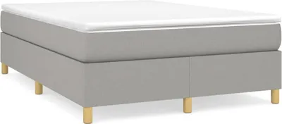 Zdjęcie produktu dla Łóżko kontynentalne z materacem, jasnoszare 140x200 cm, tkanina