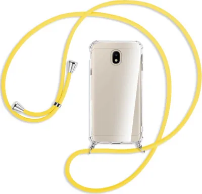Produktbild von Handykette Backcover-Schutzhülle mit Band (Metall silberfarben) für Samsung Galaxy J3 2017 - gelb