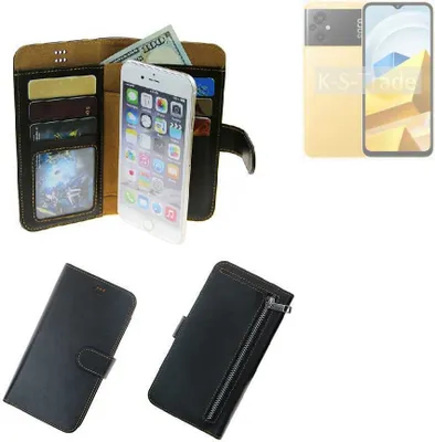 Produktbild von K-S-Trade Schutz Hülle kompatibel mit POCO M5 Klapphülle Case Phone cover Slim Handytasche Handy Hülle schwarz aus Kunstleder (1 Stk)
