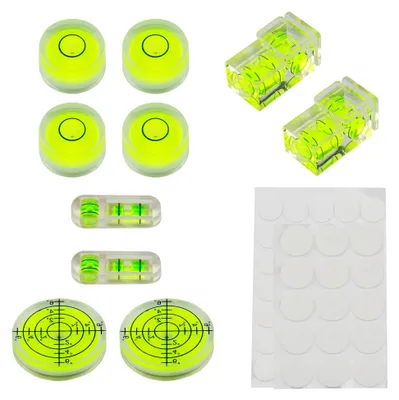 Produktbild von 10 Stück Mini Wasserwaage für Camping, Kamera und Möbel mit 50 Klebepunkten