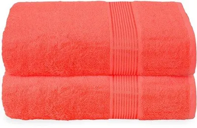 Produktbild von Unyqoos® Ultrazarte, schnelltrocknende Badetücher – 2er-Set 100 x 150 cm, 100% Baumwolle, Korallenorange