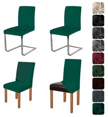Productafbeelding van Elastische stoelhoesjes, set van 4, pauwblauw, voor eetkamerstoelen