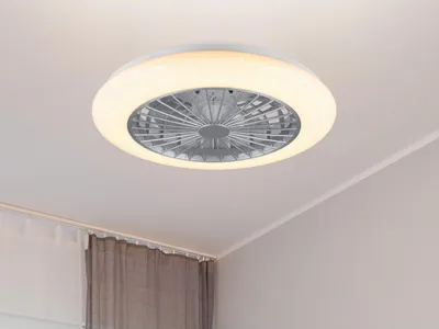 Produktbild von LED Deckenventilator STRALSUND Ø49cm Silber Fernbedienung R62522187