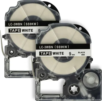 Produktbild von vhbw 2x Schriftband-Kassette Ersatz für Epson SS9KW, LC-3WBN für Etiketten-Drucker 8m x 9mm Schwarz auf Weiß