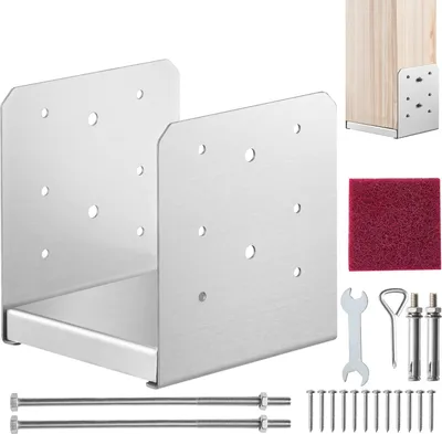 Produktbild von VEVOR Aufschraubhülse 149 x 143 x 160 mm U Pfostenträger aus Edelstahl mit Sprühbeschichtung Pfostenschuh mit einer 23 mm dicken Deckplatte Pfosten Ideal für Pergolen Verandageländern