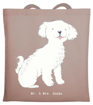 Produktbild von Mr. & Mrs. Panda Tote Bag Bichon Frisé Moment - Braun Pastell - Geschenk, Schultasche, Einkaufstasche, Tasche, Jutebeutel, Unitasche