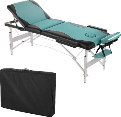 Produktbild von Melko Massageliege 3 Zonen Therapiebank Kosmetik Alugestell - Türkis / Schwarz
