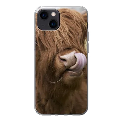 Produktbild von MuchoWow® Handyhülle Schutzhülle Hülle für iPhone 13 mini Schottischer Highlander - Braun - Kuh Silikon Softcase Handy Hülle - Softcase