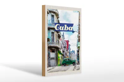 Produktbild von Holzschild Reise 20x30cm Cuba Karibik Gemälde Urlaub