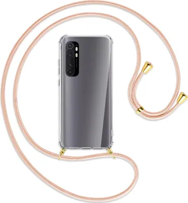 Produktbild von Handykette Backcover-Schutzhülle mit Band (Metall goldfarben) für Xiaomi Mi Note 10 Lite - rose peach