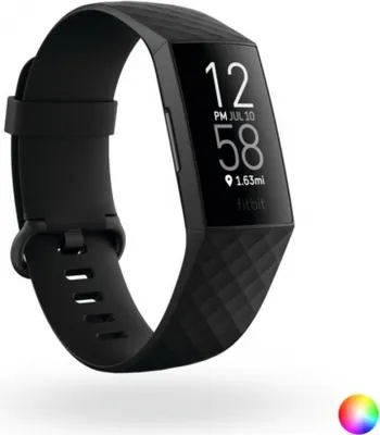 Produktbild von Fitbit Charge 4, Aktivitäts-Trackerarmband, 3,96 cm (1.56"), GPS, Nahfeldkommunikation (NFC), Wasserfest, Schwarz