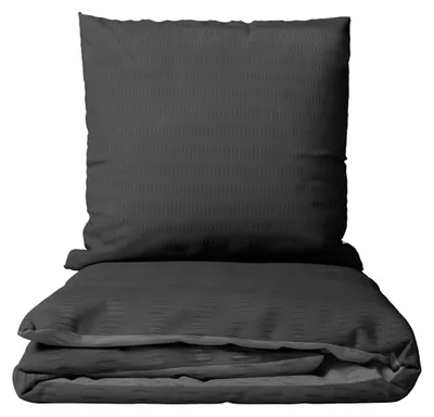 Produktbild von Mikrofaser Seersucker Bettwäsche Set 240x220 cm und Kissen 80x80 cm in Grau Anthrazit Unifarben Design mit Reißverschluss