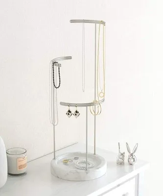Produktbild von Famanu Schmuckständer mit Spiegelbasis - Weiß-metallic
