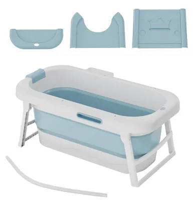 Obrázok produktu pre Prenosná, skladacia vaňa ACXIN pre dospelých, rozmer 118x61x53 cm, materiál PP-TPE šetrný k pokožke, protiskĺzové držadlá, skladacia do výšky 18 cm
