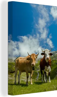 Obrázek produktu pro OneMillionCanvasses® - Obraz na plátně - 90x140 cm, Krávy - Slunce - Krajina, Nástěnná umělecká dekorace - Fotografie na plátně - Obraz na dřevěném rámu - Nástěnná dekorace - Ložnice