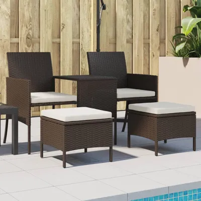 Produktbild von vidaXL 2-Sitzer-Gartensofa mit Tisch & Hocker Poly Rattan Braun