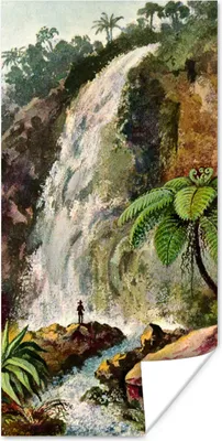 Produktbild von MuchoWow® Poster Wasserfall - Kunst - Alte Meister 60x120 cm - Wandschmuck