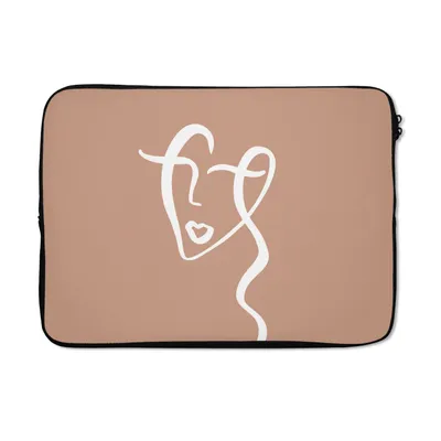 Produktbild von MuchoWow® Laptop Hülle 13 Zoll Gesicht - Abstrakt - Weiß - Braun Laptoptasche - Laptophülle - Sleeve - Rundumschutz