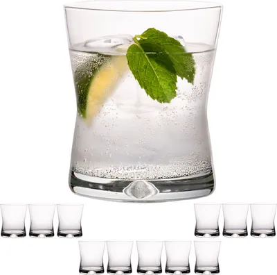 Produktbild von PLATINUX Trinkgläser 290ml Wassergläser X-Form Set 12-Teilig Whiskeygläser aus Glas Serie "CrossLine" Spülmaschinenfest