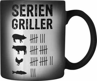 Produktbild von Trendation - Grillen Farbwechsel Zauber-Tasse Geschenk Männer Steak Liebhaber Grillen Geschenkidee Vater (Schwarz)