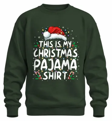 Immagine prodotto di Questa è una felpa con cappuccio a tema natalizio, con la scritta "This Is My Christmas Pajama" e decorazioni natalizie, colore verde bottiglia, taglia 3XL