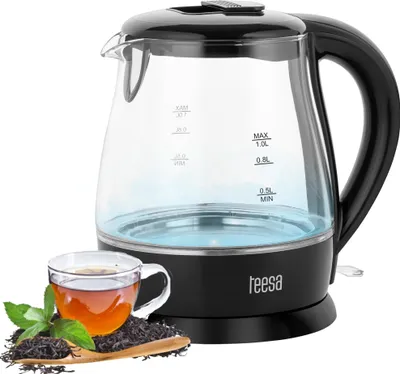 Immagine prodotto di TEESA Bollitore elettrico in vetro 1L LED Nero TSA1030B Nuovo