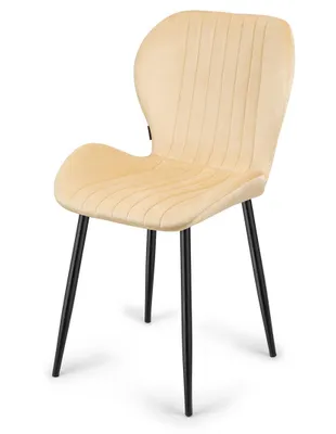 Produktbild von Polsterstuhl MONTI Velvet BEIGE – Esszimmerstuhl – Samt Bezug – Wohnzimmer Küche Wohnzimmer – Metallbeine – Bequemer Stuhl