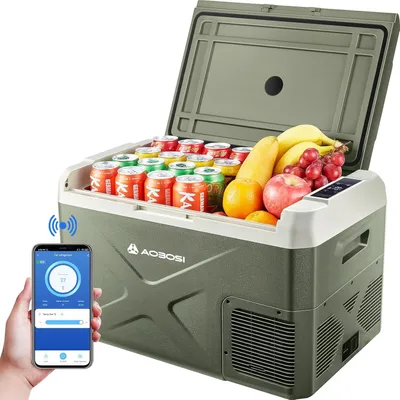 Produktbild von AAOBOSI COMPressor Cool Box, 32 l Box -Auto -WLAN -Steuerung, 12/24 V 100-240 Elektrische Elektrik bis 20 ° C, LKW, Boot, Reis