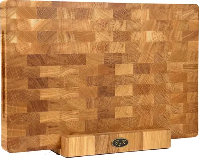 Produktbild von ® Schneidebrett mit Eichenholzfuß, 45 x 30 x 4 cm, massives Hackbrett, antibakterielles Schneidebrett aus Buchenholz mit Griffen und Silikonfüßen, für die Küche