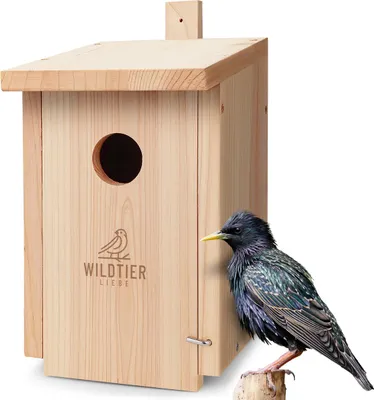 Produktbild von wildtier liebe Starenkasten Großer Nistkasten für Stare - Vogelhaus Nistkasten für Star aus Unbehandeltem Massiv-Holz, Starennistkasten Wetterfest und Artgerecht nach NABU
