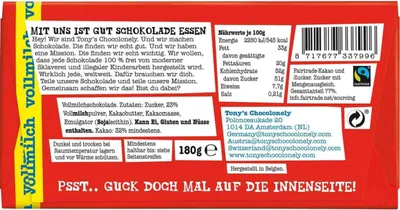 Produktbild von Tonys Vollmilchschokolade 32% 180 g