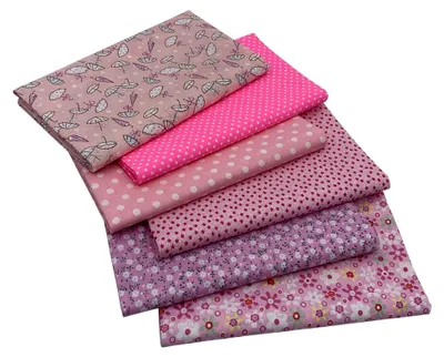 Produktbild von 6 Stück Baumwollstoffpakete 50 x 80 cm für Patchwork und Nähen (Rosa)