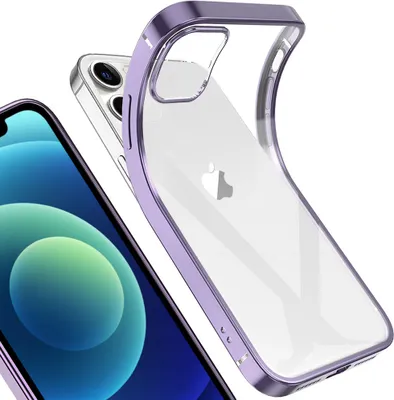 Immagine prodotto di iPhone 12 Mini Case, leggero trasparente Clear Gel TPU Silicone Silicone Square Cover Frame Custodia protettiva per iPhone 12 Mini Purple
