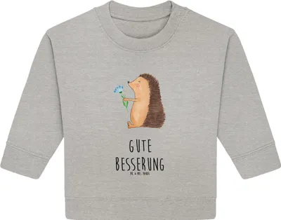 Produktbild von Mr. & Mrs. Panda Organic Baby Pullover Igel Blumen 24. - 36. Monat - Heather Grey - Geschenk, Besuch, Bullover, Lustige Sprüche, Krankenhaus, Gute Besserung, krank