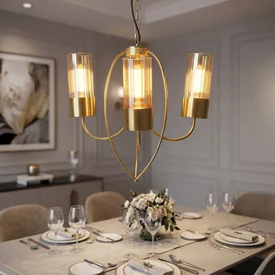 Immagine prodotto di Lampadario in metallo dorato cm ø 60x103